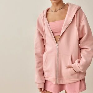Reformation Paige Zip Hoodie Carnation - Size S